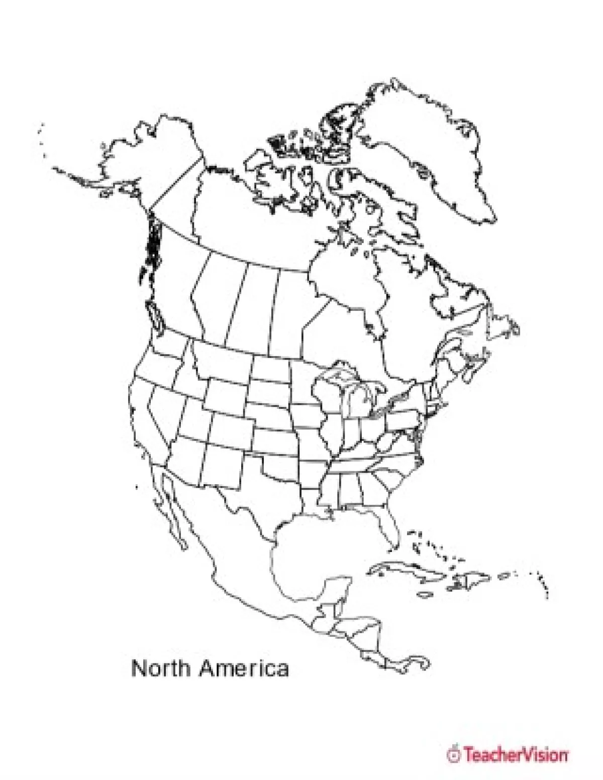 Printable Blank Map Of North America   Map Of North America 